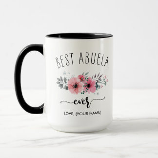 Best Abuela Ever - (YOUR NAME) Pink Bouquet Mug