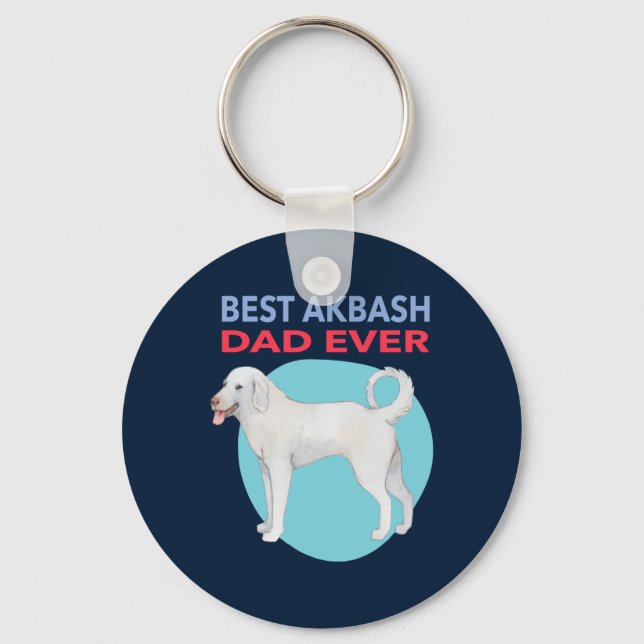 Best Akbash Dad Ever Watercolor Dogs Keychain (Front)