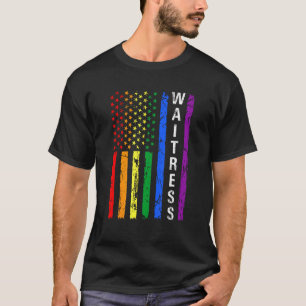 Best American Flag LGBT Waitress T-Shirt