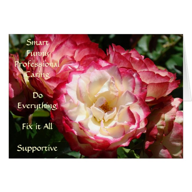 Best Assistant! card Pink Roses Smart Funny (Front Horizontal)