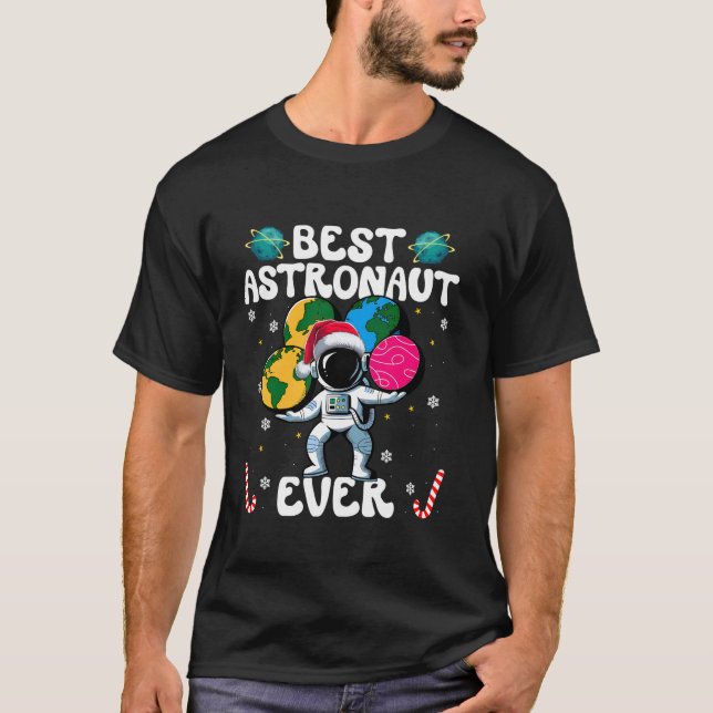 Best Astronaut Ever Christmas Basketball Candy Can T-Shirt (Front)
