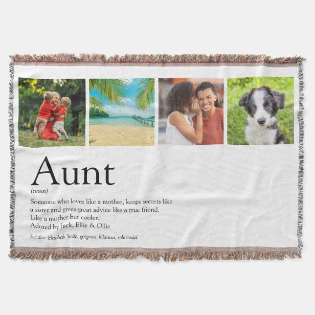 Best Aunt Auntie Ever Modern Photo Collage Throw Blanket (Front)
