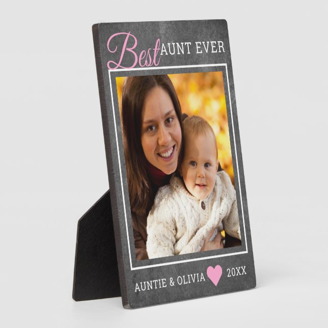 Best Aunt Ever Custom Photo Chalkboard 5 X 7 Plaque (Side)