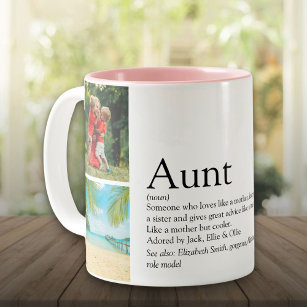 Best Aunt Ever Definition 4 Photo Collage Two-Tone Coffee Mug