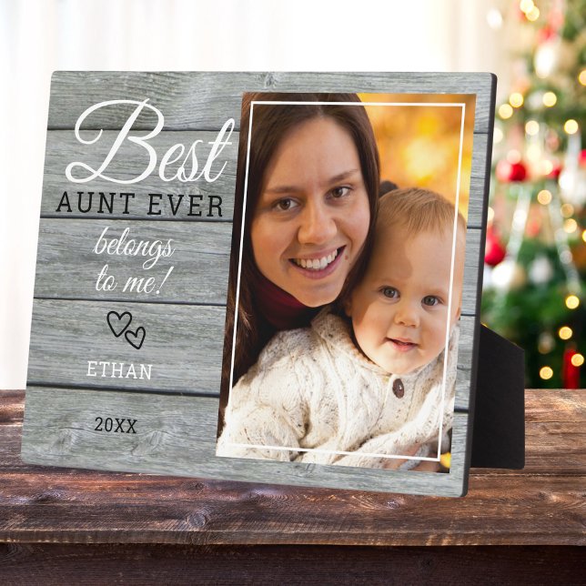 Best Aunt Ever Gift Photo Rustic Grey Wood     Plaque (Best Aunt Ever Gift Photo Rustic Gray Wood Plaque
)