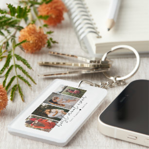 Best Aunt Ever Modern Script 4 Photos Collage Gift Keychain