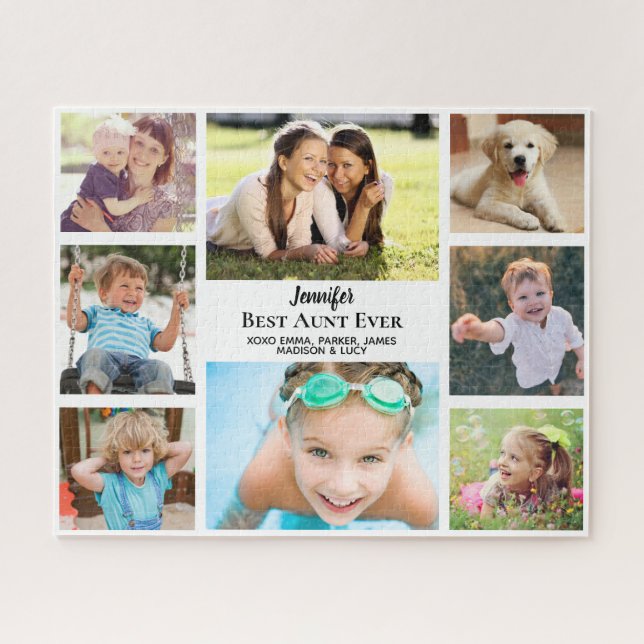 Best Aunt Ever Photo Collage Personalized Jigsaw Puzzle (Horizontal)