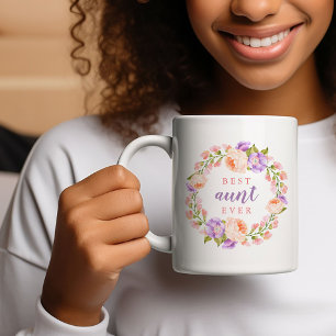 Best Aunt Ever Pink Floral Coffee Mug