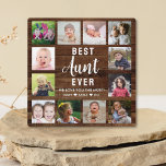 Best Aunt Ever Rustic Dark Wood  12 Photo Collage  Plaque<br><div class="desc">Create your own photo collage  plaque  with 12 of your favourite pictures on a wood texture background .Personalize with family photos . Makes a treasured keepsake gift for the favourite aunt for birthday,  holidays and father's day.</div>