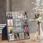 Best Aunt Ever Rustic Grey Wood  12 Photo Collage  Plaque<br><div class="desc">Create your own photo collage  plaque  with 12 of your favourite pictures on a wood texture background .Personalize with family photos . Makes a treasured keepsake gift for the favourite aunt for birthday,  holidays and father's day.</div>