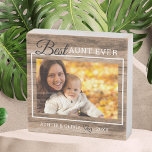 Best Aunt Ever Rustic Wood  Custom Photo  Wooden Box Sign<br><div class="desc">A simple and memorable gift for the new auntie personalized with her favourite photo with niece or nephew.</div>