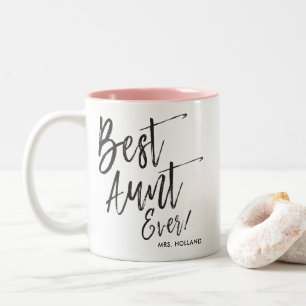 Best Aunt Ever   Script Style Custom Two-Tone Coffee Mug