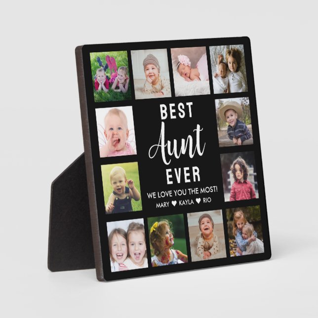 Best Aunt Ever Sister Black 12 Photo Collage Plaque (Front)