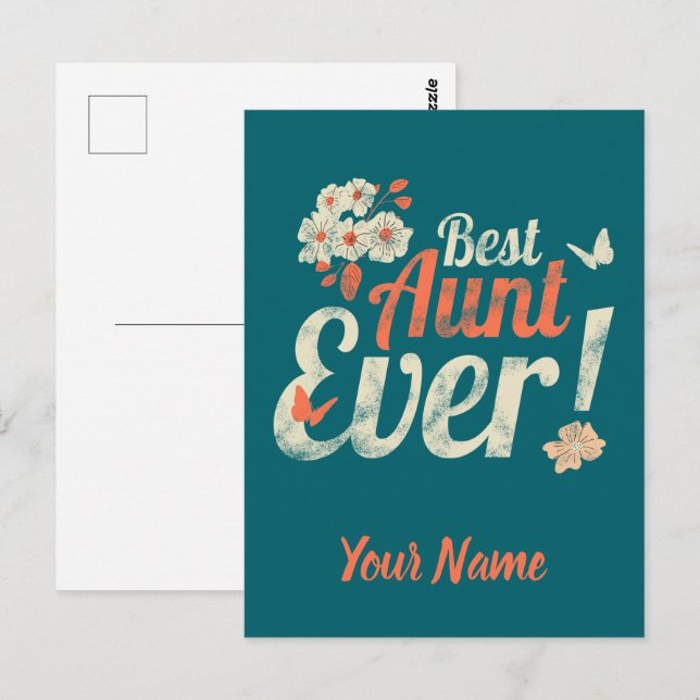 Best Aunt Ever Vintage Auntie Birthday Godmother Postcard (Front/Back)