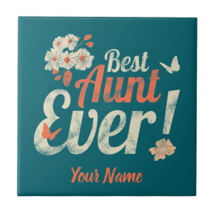Best Aunt Ever Vintage Auntie Birthday Godmother Tile