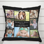 Best Aunt Photo Collage Black Throw Pillow<br><div class="desc">Give the world's best aunt a fun custom photo gift. This black throw pillow features an 8 photo collage of her nieces,  nephews,  family,  etc.,  their names,  "World's Best Aunt" and whether she is called "Auntie, " "Tia, " etc.,  in modern white typography.</div>