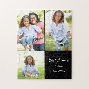 Best Auntie 3 Photo Collage Jigsaw Puzzle