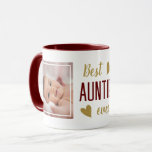 Best Auntie Ever 2 Photo Maroon & Gold Keepsake   Mug<br><div class="desc">Best auntie ever photo mug to personalize with 2 photos. Makes a great gift for birthday, mother's day and holidays.</div>