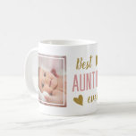 Best Auntie Ever 2 Photo Pink And Gold Keepsake   Coffee Mug<br><div class="desc">Best auntie ever photo mug to personalize with 2 photos. Makes a great gift for birthday, mother's day and holidays.</div>
