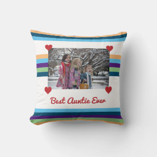 Best Auntie Ever BAE Love Photo Colour Bands Make Throw Pillow