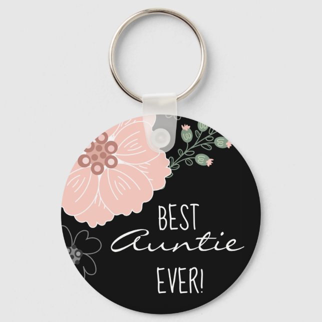 Best Auntie Ever Floral Keychain (Front)