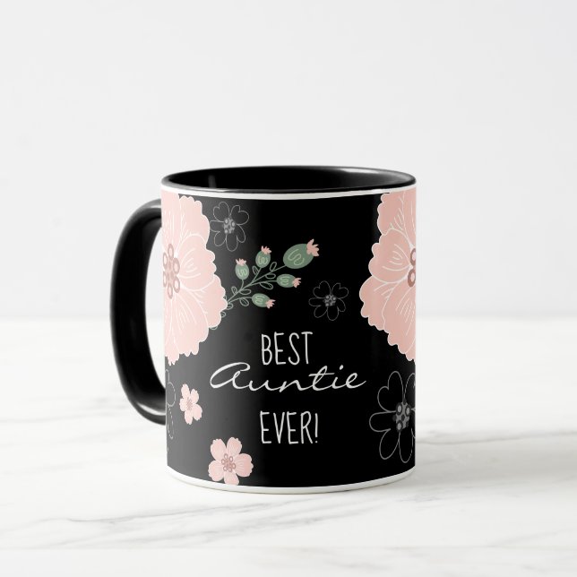 Best Auntie Ever Floral Mug (Front Left)