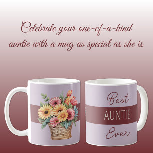 Best auntie ever gerbera flowers burgundy coffee mug
