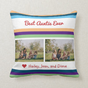 Best Auntie Ever Love 2 Photos Names Colour Bands Throw Pillow