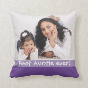 Best Auntie Ever Love You Most 2 Photo Purple Throw Pillow