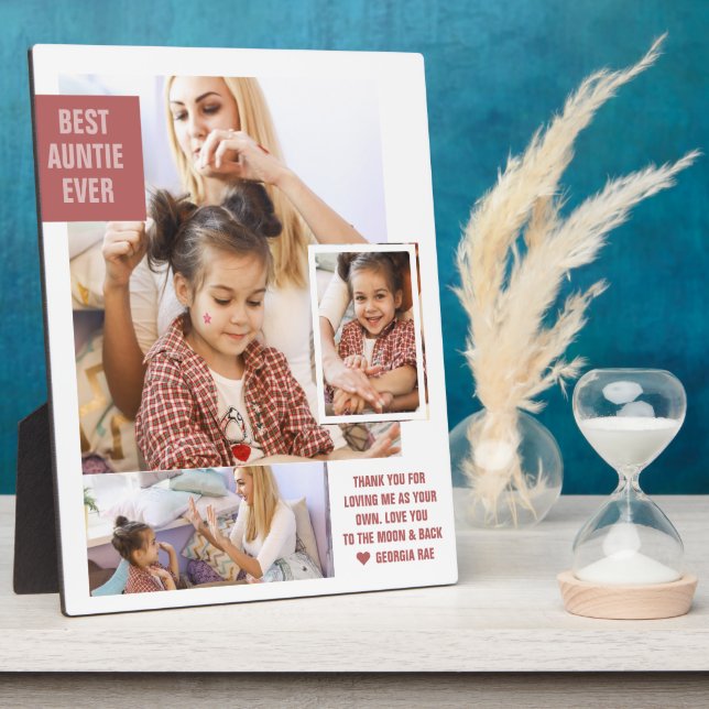 Best Auntie Ever | Modern Photo Collage Plaque (Side)