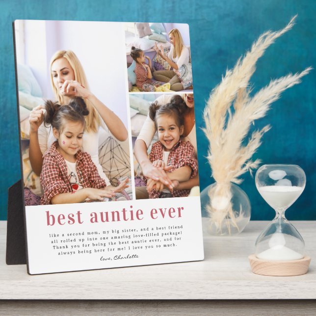 Best Auntie Ever | Modern Photo Collage Plaque (Side)