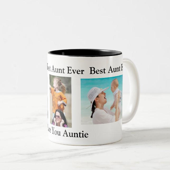 Best Auntie Ever | Personalized Photo Two-Tone Coffee Mug (Front Right)