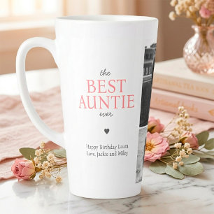 Best Auntie Ever Quote Custom Photo Collage Pink Latte Mug