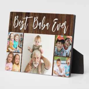 Best Baba Ever Grandchildren 5 Photo Collage Wood Plaque