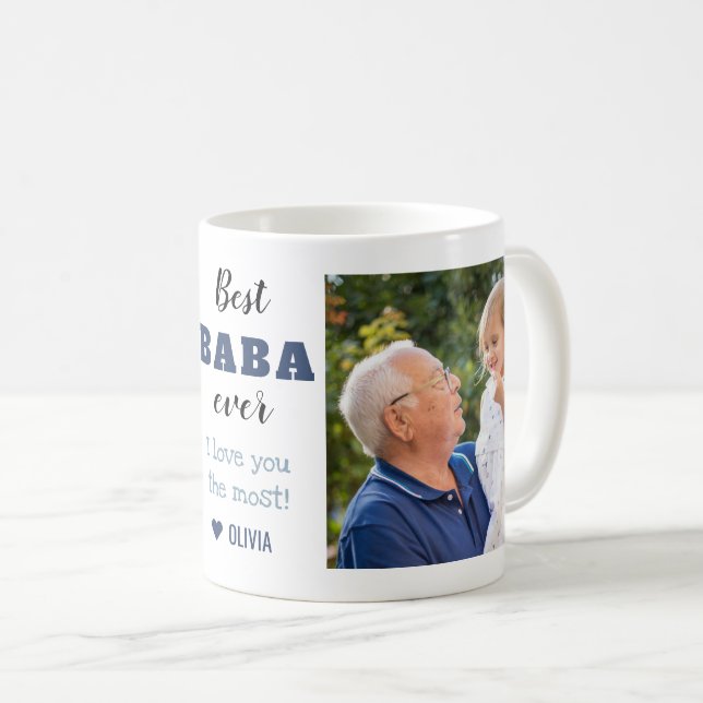 Best Baba Ever Grandpa Love You  2 Photo Collage Coffee Mug (Front Right)