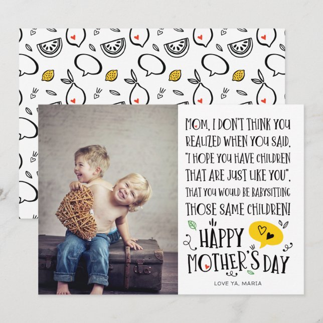 Best Baby Sitter Mom Funny Mother's Day Card (Front/Back)