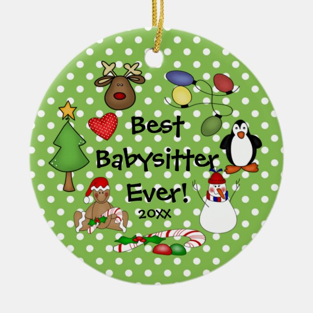 Best Babysitter Ever Christmas Ornament (Front)