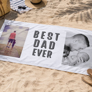 Best Bad Ever Father`s Day 2 Photo Collage Beach Towel