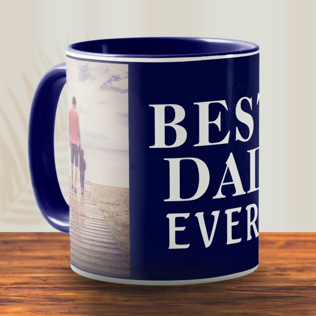 Best Bad Ever Father`s Day 2 Photo Collage Blue Mug (Creator Uploaded)