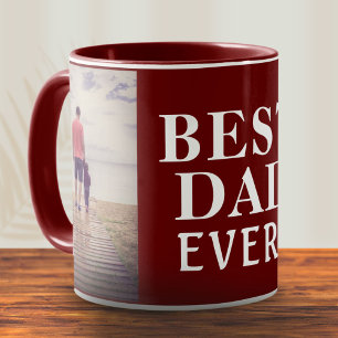 Best Bad Ever Father`s Day 2 Photo Collage Red Mug