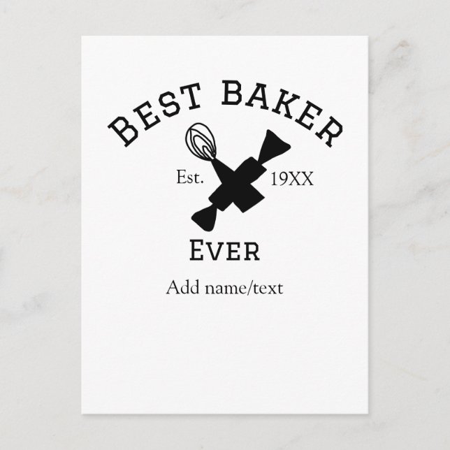 Best baker ever add name text baking est year cook postcard (Front)