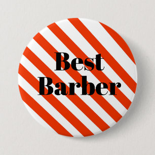 Best Barber Button - Pole Stripes
