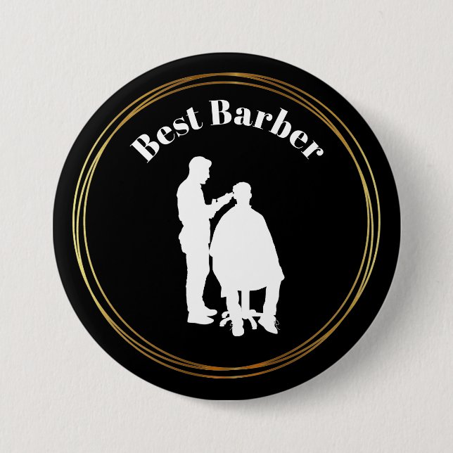 Best Barber Button with Barber Silhouette (Front)