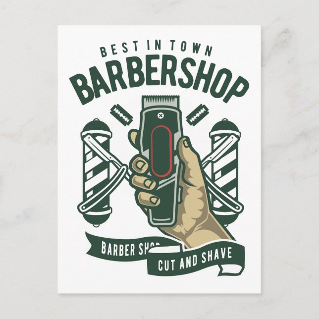 Best Barbershop Vintage Logo Canvas  Postcard (Front)