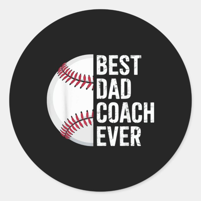 Best Baseball Dad Coach Ever Retro Father Baseball Classic Round Sticker (Front)