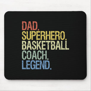 Best Basketball Dad Coach Ever Retro Fathers Day B Mouse Pad
