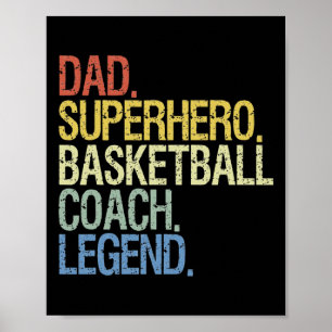 Best Basketball Dad Coach Ever Retro Fathers Day B Poster