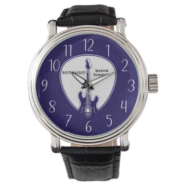BEST BASSIST Bass Guitar Personalized Watch (Front)