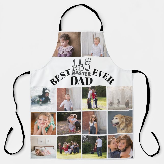 Best BBQ master dad Fathers Day black photo Apron (Front)