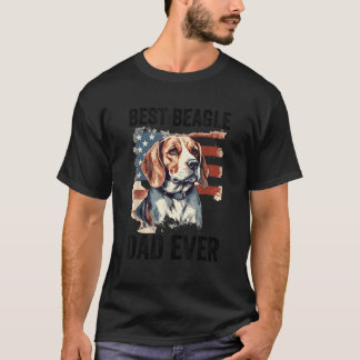 Best Beagle Dad Ever Dog Lover American Flag T-Shirt